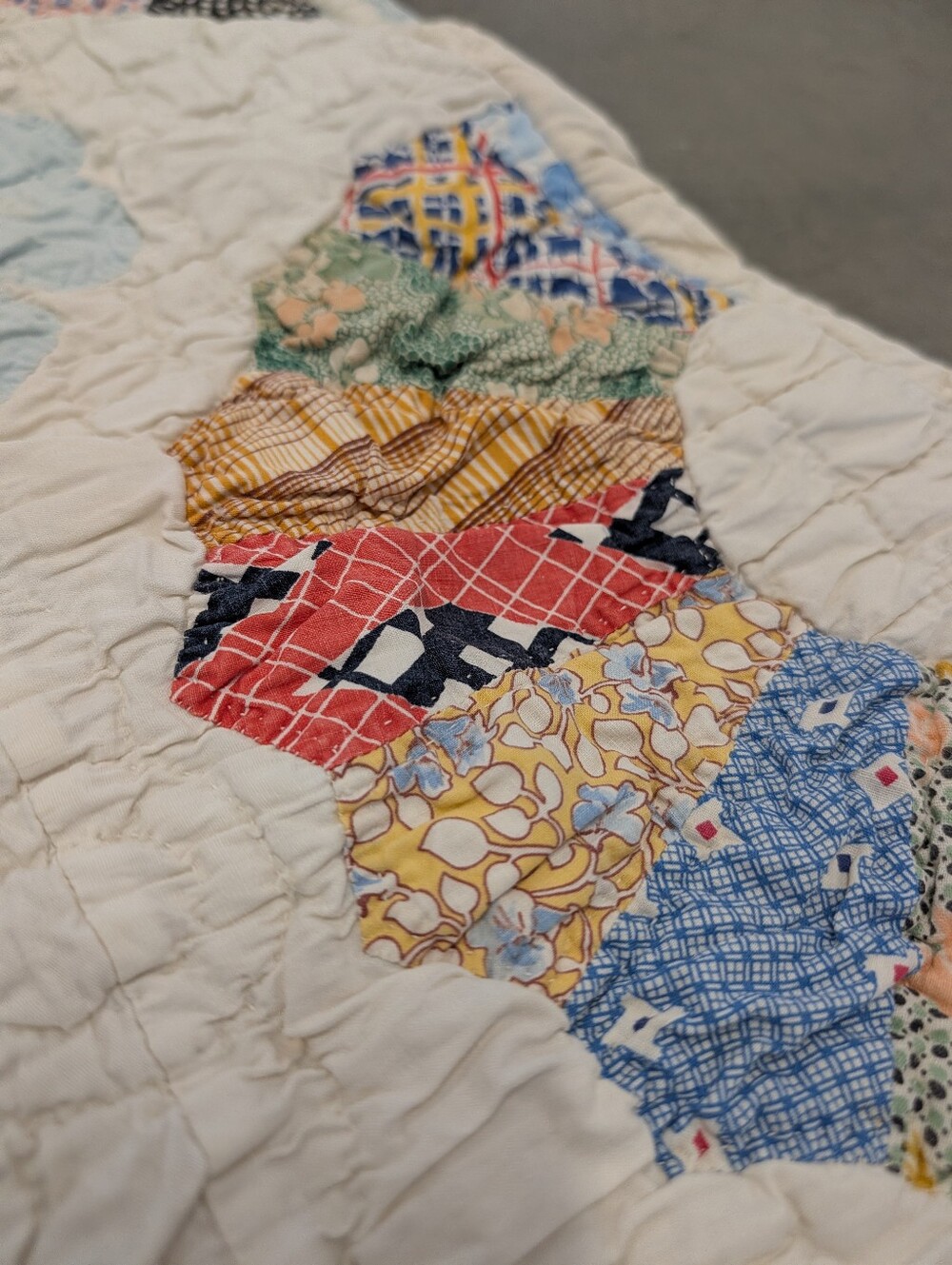 WIDE LEG QUILT PANTS vintage patchwork feedsack M - Picture 14 of 16